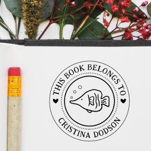 Carimbo De Borracha Livro Personalizado Simples Peixes Tropicais Perso