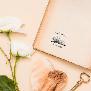 Carimbo De Borracha Livro Vintage com Nome Personalizado Escrito Manua