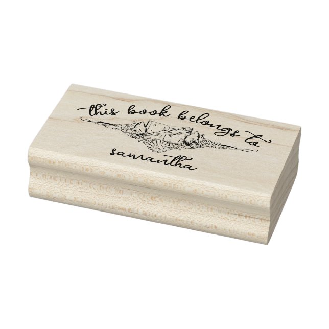 Carimbo De Borracha Livros com conchas Este Livro Pertence (Carimbo)