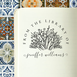 Carimbo De Borracha Livros de Biblioteca Personalizada de Flores Selva
