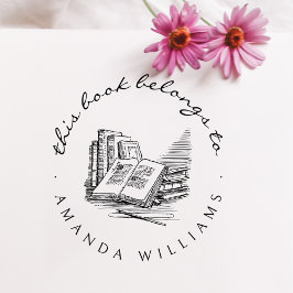 Carimbo De Borracha Livros de Biblioteca Personalizada Manuscrito Vint