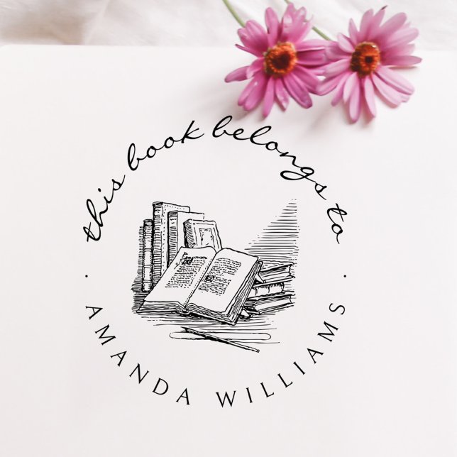 Carimbo De Borracha Livros de Biblioteca Personalizada Manuscrito Vint (Criador carregado)