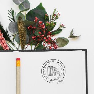 Carimbo De Borracha Livros de Biblioteca Personalizada Redonda Elegant