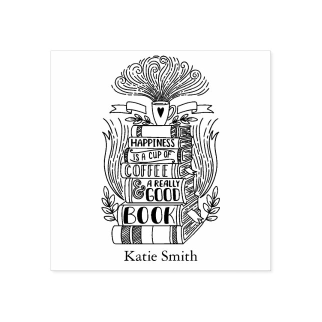 Carimbo De Borracha Livros e café personalizados (Impressão)