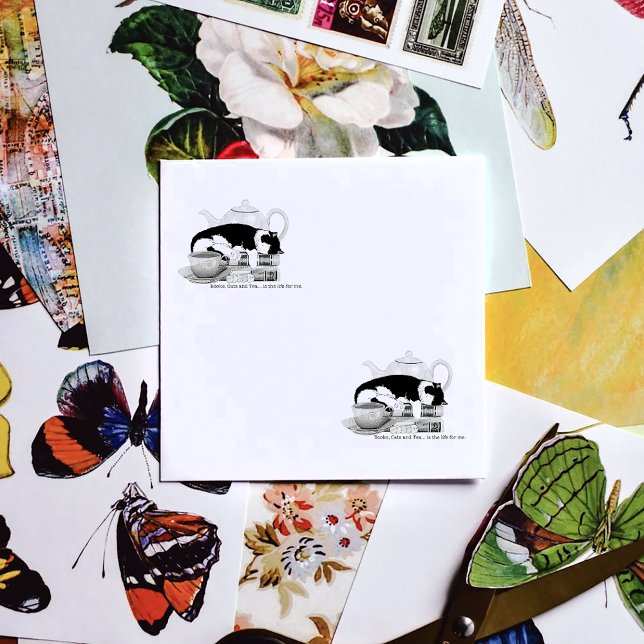 Carimbo De Borracha Livros Gatos Chá Cute (Criador carregado)