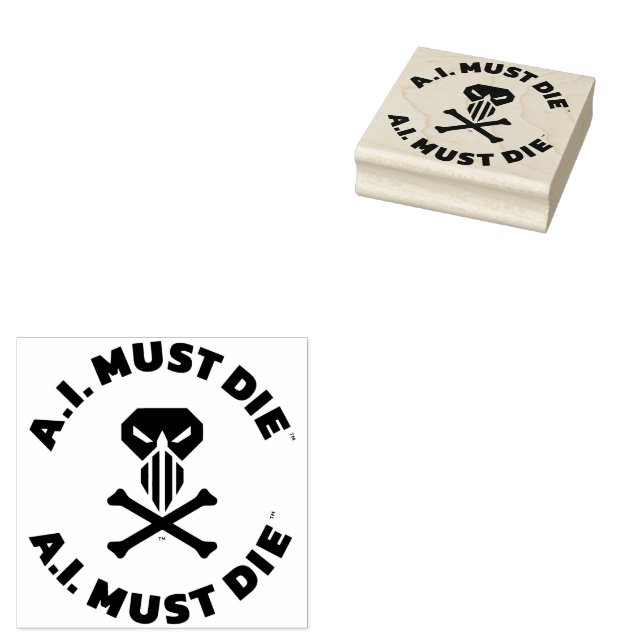 Carimbo de Borracha Logo A.I. Must Die™ (Fonte Neg (Carimbado)