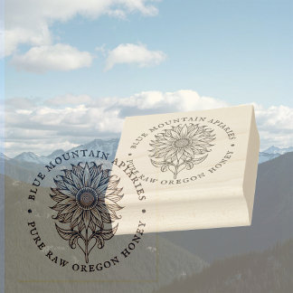 Carimbo De Borracha Logotipo apitivo do apicultor de Design de girasso