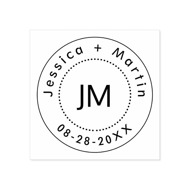 Carimbo De Borracha Logotipo Casado Monograma Com Nomes E Data Do Casa (Impressão)