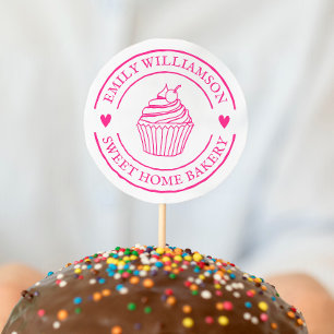Carimbo De Borracha Logotipo da padaria inicial de Cupcakes e coraçõ