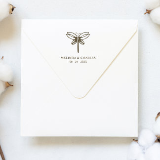 Carimbo De Borracha Logotipo de Dragonfly para Casamento ou Evento