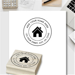 Carimbo De Borracha Logotipo de Nome Personalizado Elegante com Endere