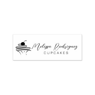 Carimbo De Borracha Logotipo de Padaria de Cupcake Minimalista Roteiro