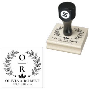 Carimbo De Borracha Logotipo do monograma do monograma do Boho floral