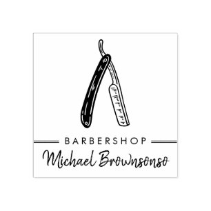 Carimbo De Borracha Logotipo do Sketch Razor Male Hairdresser Barbersh