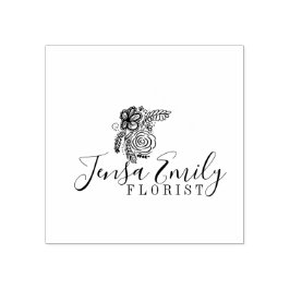 Carimbo De Borracha Logotipo Floral de Florista Desenhado à Mão Estúdi