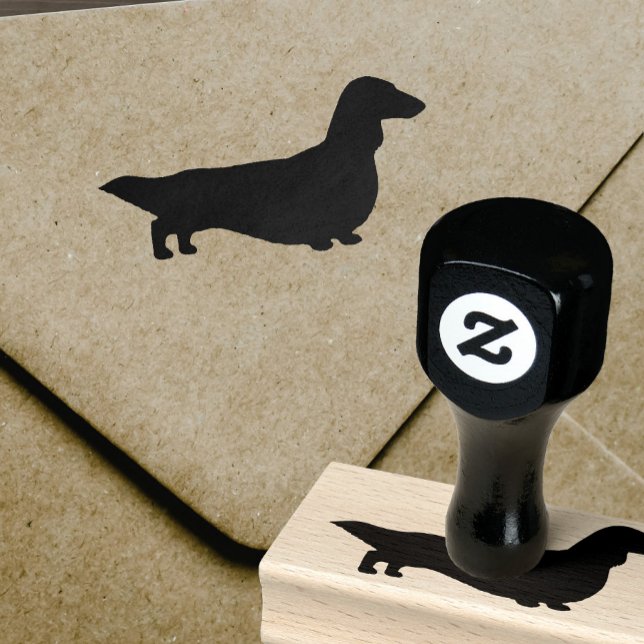 Carimbo De Borracha Longhaired Dachshund Silhouette | Cachorro-esmalte (Criador carregado)