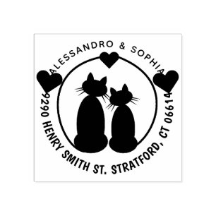 Carimbo De Borracha Love Cats Rubbbber Stamp Return Endereço