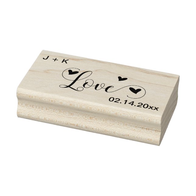 Carimbo De Borracha Love Hearts Inicials and Date (Iniciais e Data do  (Carimbo)