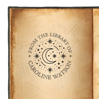 Carimbo De Borracha Lua e estrelas de fantasia da biblioteca de Borrac
