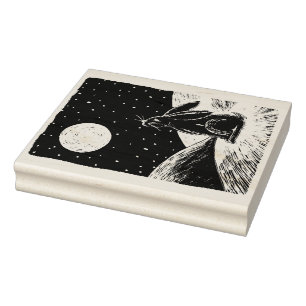 Carimbo De Borracha Lua lebre na neve