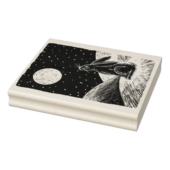 Carimbo De Borracha Lua lebre na neve (Carimbo)