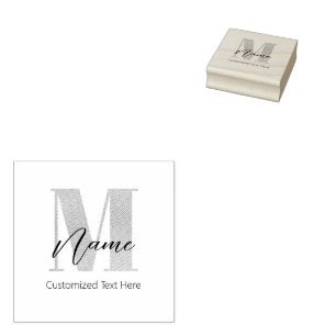 Carimbo De Borracha M & Name Iniciais Monogramados Modernos Personaliz