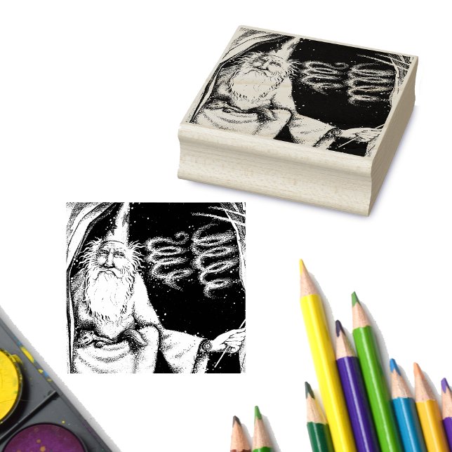 Carimbo De Borracha Mágico Velho Feiticeiro na Caverna com Ferret Watc (Magical old Wizard in cave ferret in lap wearing watch on rubber craft stamp.)