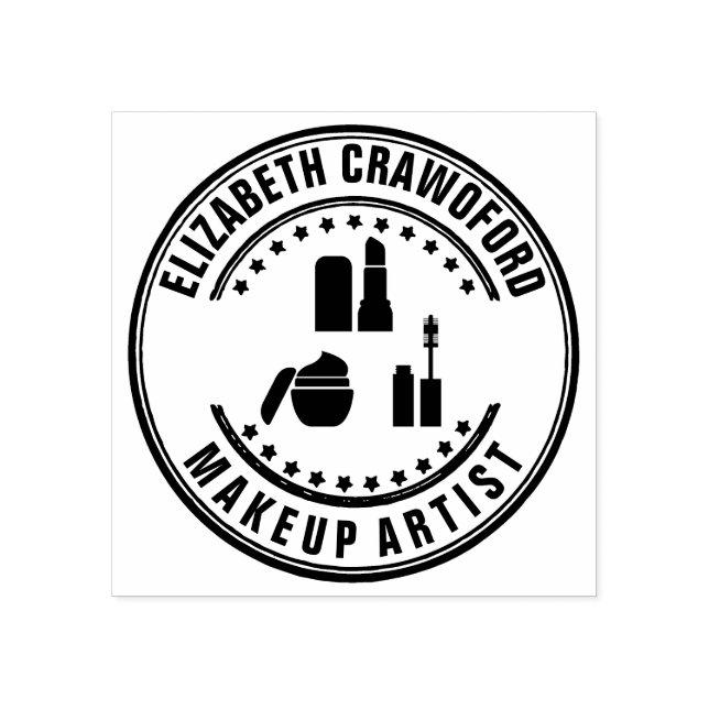 Carimbo De Borracha Makeup Artist Stylist Beauty Salon Com Seu Nome (Impressão)