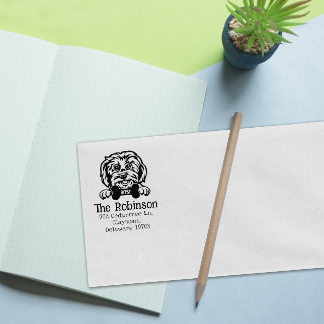 Carimbo De Borracha Maltês Dog, Endereço de Regresso, (Criador carregado)