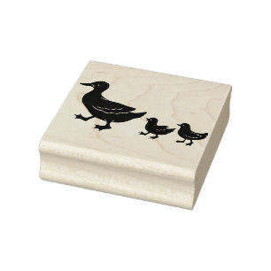 Carimbo De Borracha Mamãe e Patos Bebês