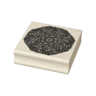 Carimbo De Borracha Mandala Nature Floral Bold Azul Geometria Floral