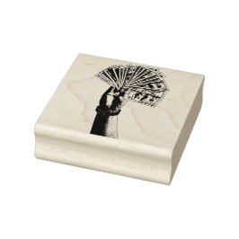 Carimbo De Borracha Mans hand Holding 100 dollar Bills money art