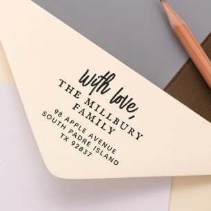 Carimbo De Borracha Manuscrito Com Nome Da Família Love Endereço De De