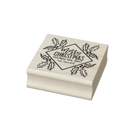 Carimbo De Borracha Mão Desenhada Hollies Diamond Moderno Feliz Natal