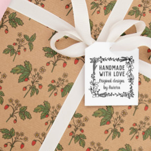 Carimbo De Borracha Mão Desenhada Quadrado Floral Feito À Mão Com Amor