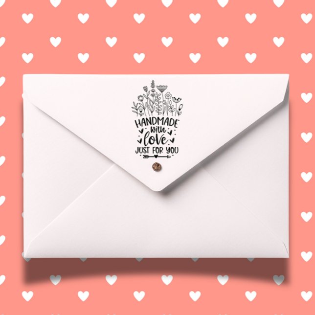 Carimbo De Borracha Mão Feita com Amor (Add a heartfelt touch to your crafts with our Hand Made with Love Wildflower Rubber Stamp.)