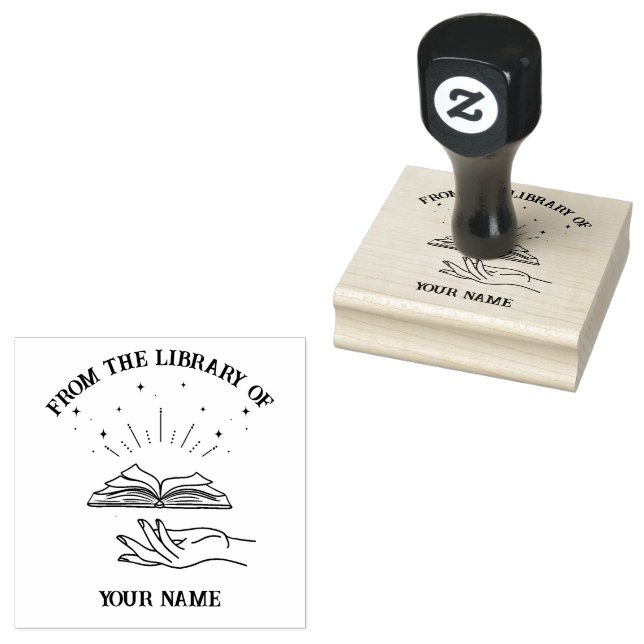 Carimbo De Borracha Mão Magia Testemunha Da Biblioteca Do Livro (Carimbado)