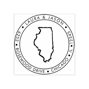 Carimbo De Borracha Mapa do Estado de Illinois - Endereço para devolu