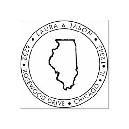 Carimbo De Borracha Mapa do Estado de Illinois para devolver endereço 