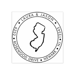 Carimbo De Borracha Mapa do Estado de Nova Jersey Endereço de Retorno