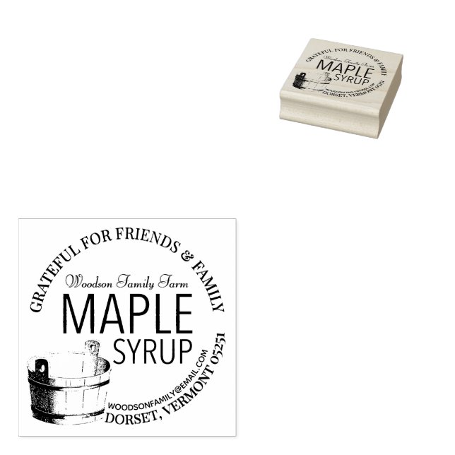 Carimbo De Borracha Maple Syrup - Agradecimento à Família e Amigos (Carimbado)