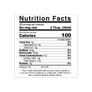 Carimbo De Borracha Maple Syrup Editable Nutrition Facts Stamp 2020-21