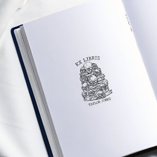 Carimbo De Borracha Marcador Personalizado Ex Libris Skulls