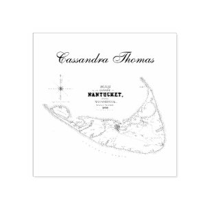 Carimbo De Borracha Marinho de Mapa de Vintagem do MÃE da Ilha Nantuck