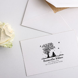 Carimbo De Borracha Meditação de Yoga, Endereço de devolução de árvore