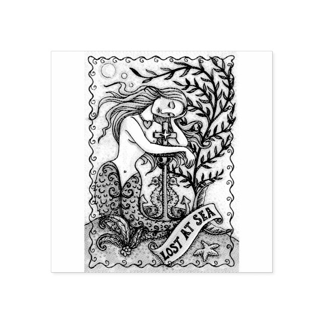 CARIMBO DE BORRACHA MELANCHOLY MERMAID FANTASY RUBBLE STAMP (Impressão)