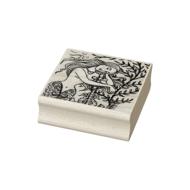 CARIMBO DE BORRACHA MELANCHOLY MERMAID FANTASY RUBBLE STAMP (Carimbo)