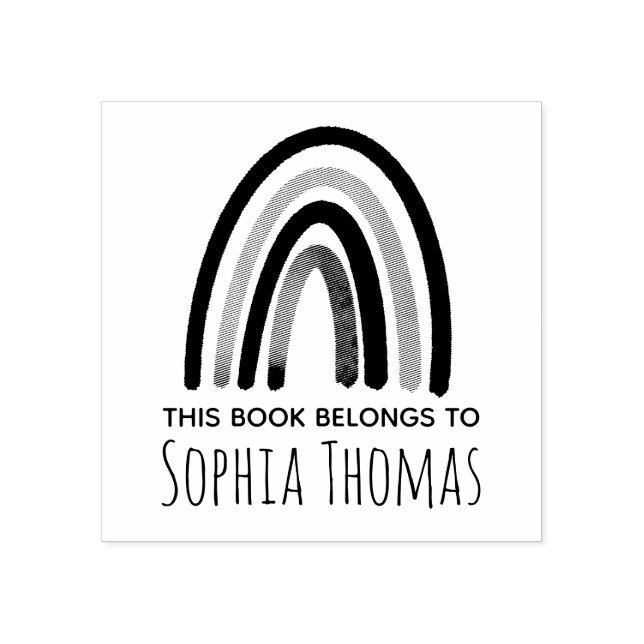 Carimbo De Borracha Meninas Cute Boho Rainbow Kids School Bookplate (Impressão)