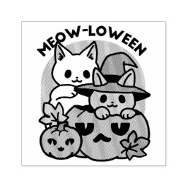 Carimbo De Borracha Meow-Loween - Design de Gato de Halloween