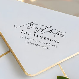 Carimbo De Borracha MERRISTMAS Red Family Name Endereço de devolução